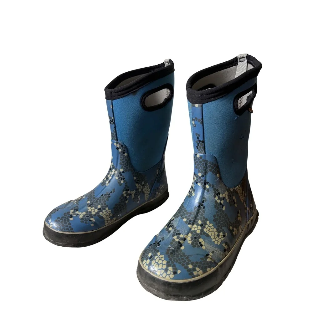 Bogs K Classic Axel Youth‎ 5 Blue Waterproof Insulated Winter Rain Boots